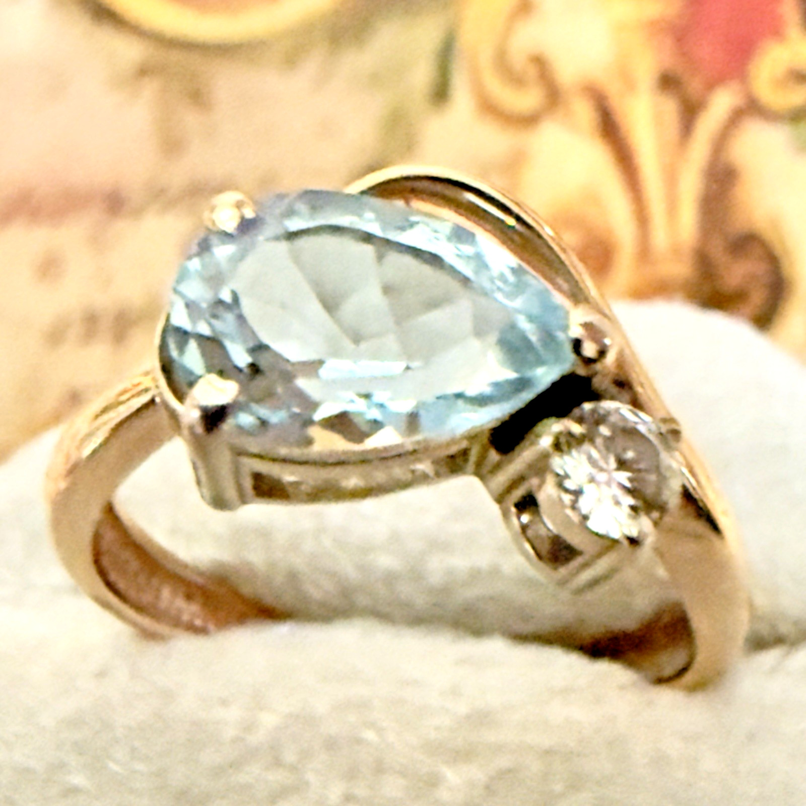 Size 5.25 – 14K 585 Rose Gold Topaz Ring – Elegant Vintage East European -#1691