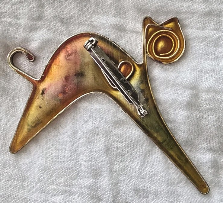 Yossi Steinberg Modernist Acrylic Resin Cat Brooch Whimsical Colorful Mixed…