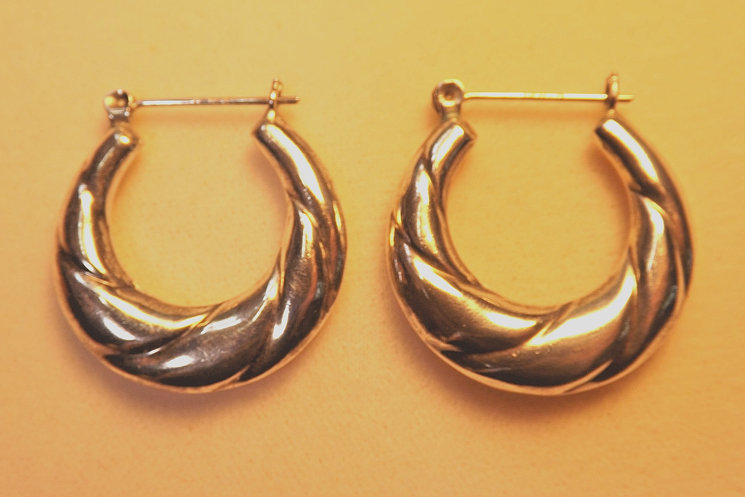 2 PAIR! Vintage Chunky Large Textured Sterling Hoop earrings