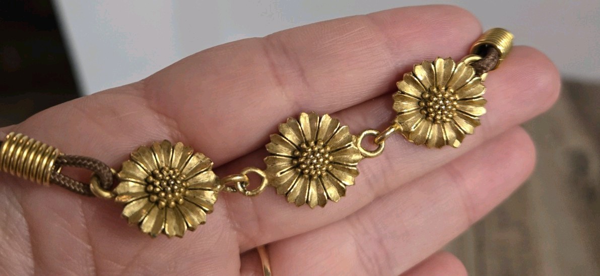 Eivind Hillestad EH 3 Sunflower Gold Tone On Rope Chain Necklace Signed