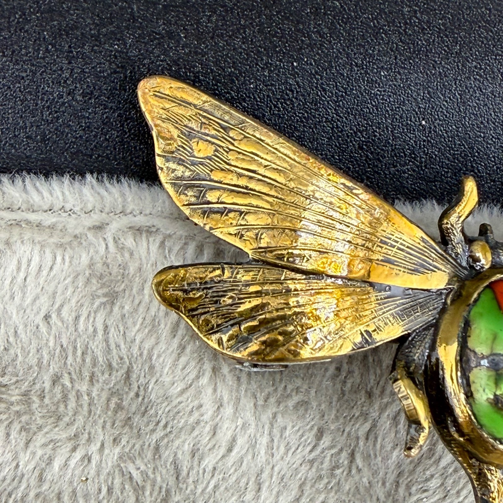 Vintage Dragonfly Brooch Gold Tone Insect Old