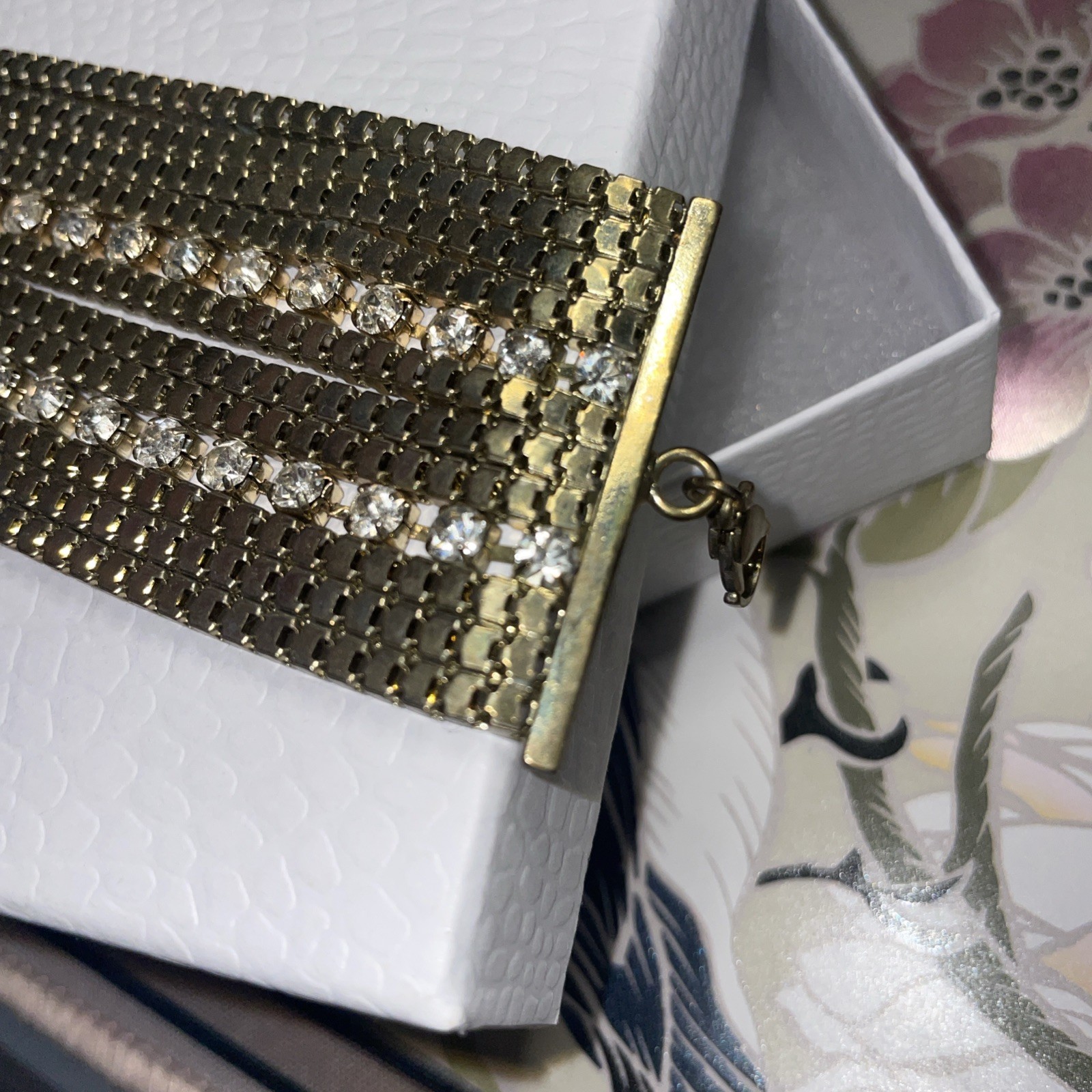 Vintage multi-row wide mesh or chain cuff bracelet