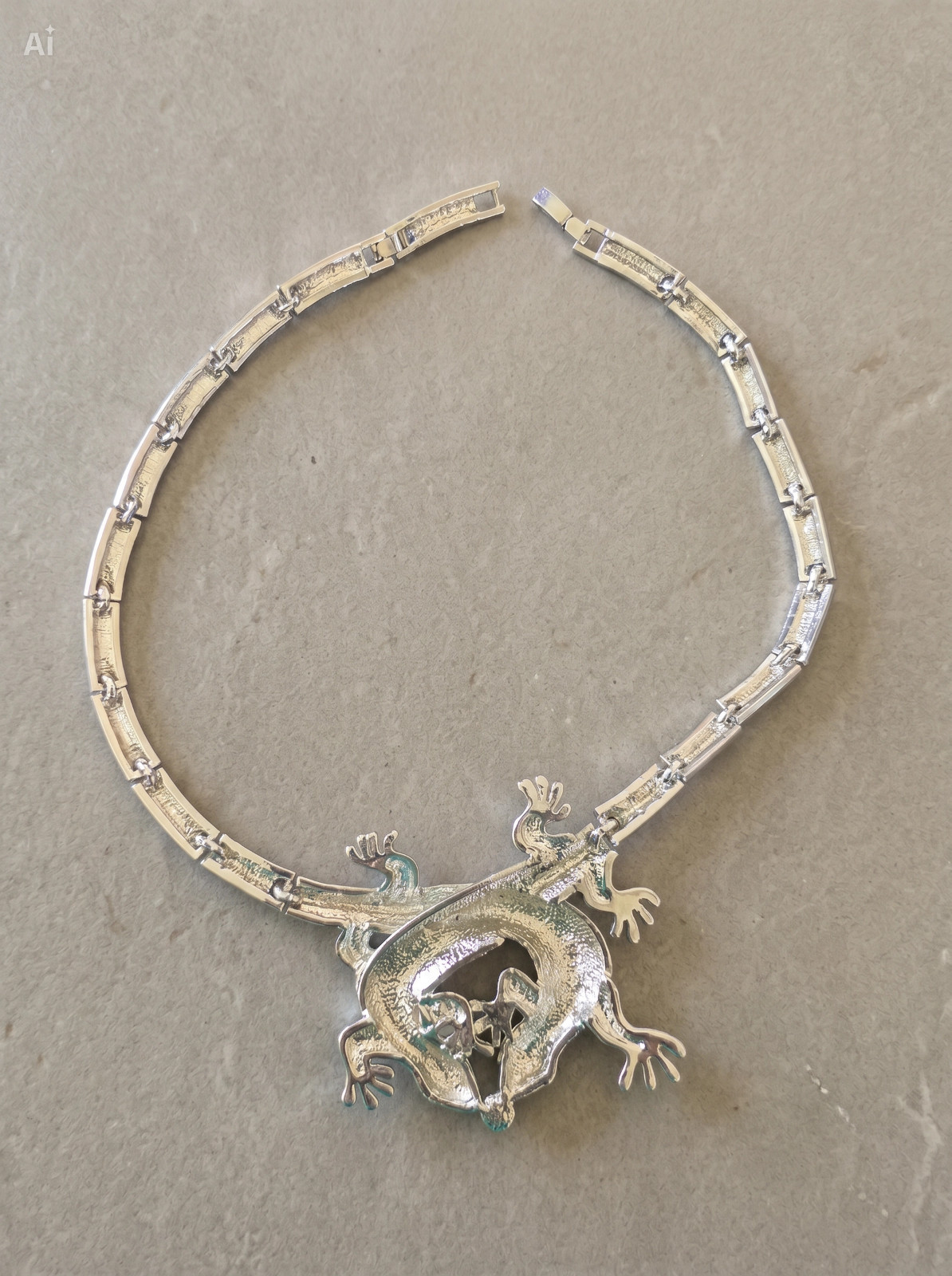 Vtg Snake Necklece 116g Double Lizard Crystal Collar Statement Choker