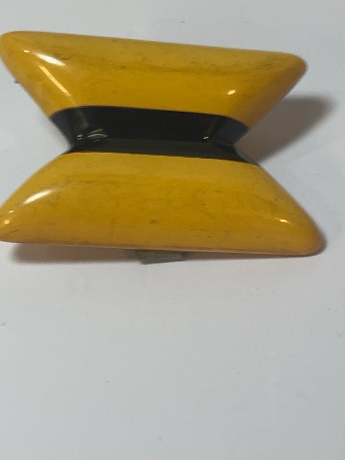Vintage Bakelite Butterscotch & Black Geometric Brooch Pin Art Deco Style S14JT5