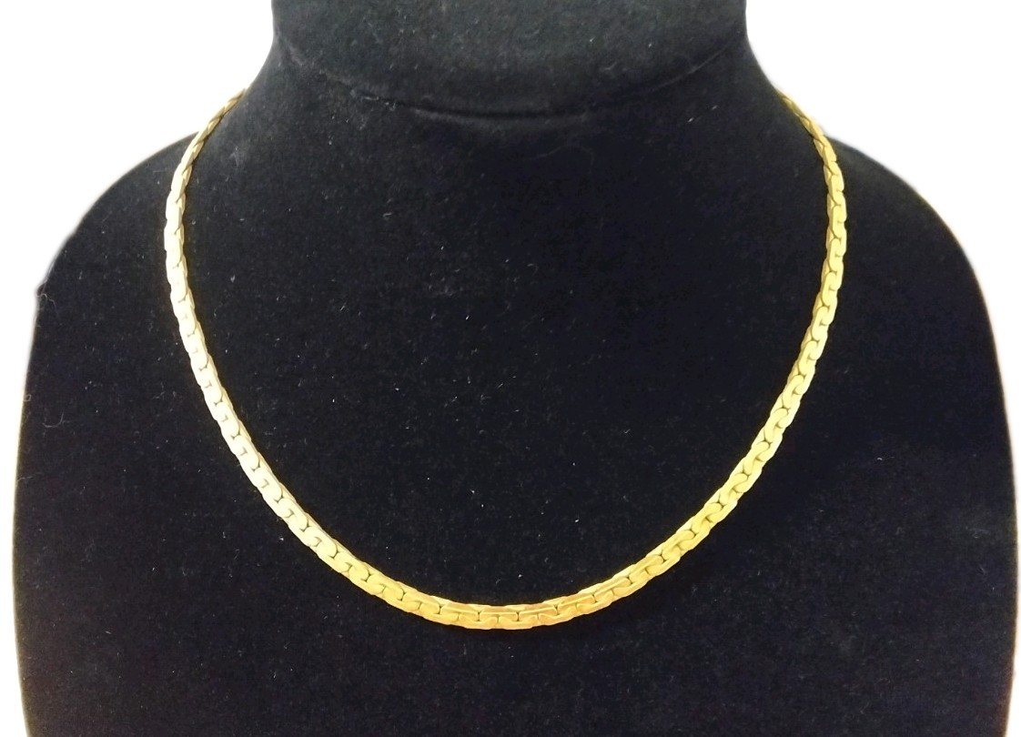 Vintage Gold-Filled Curb Chain Necklace 18 in Spring Ring Closure No Stone