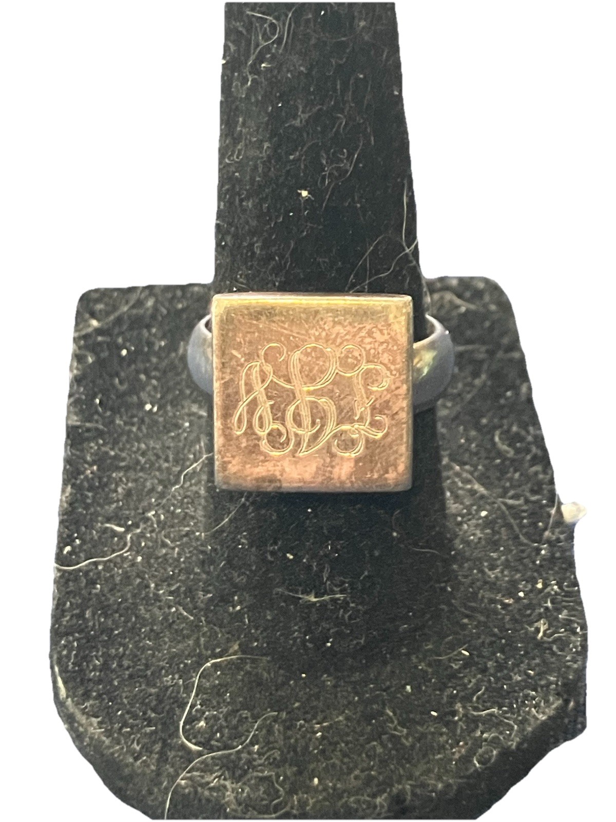 Vintage 925 Sterling Silver Monogram Signet Ring Engraved Initials Sz 7 Stamped