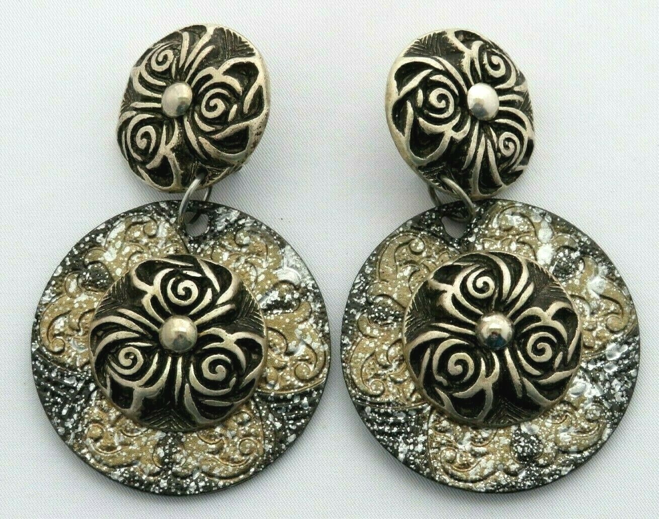 Unique Vintage Designer stamped Jeff Lieb Clip Earrings
