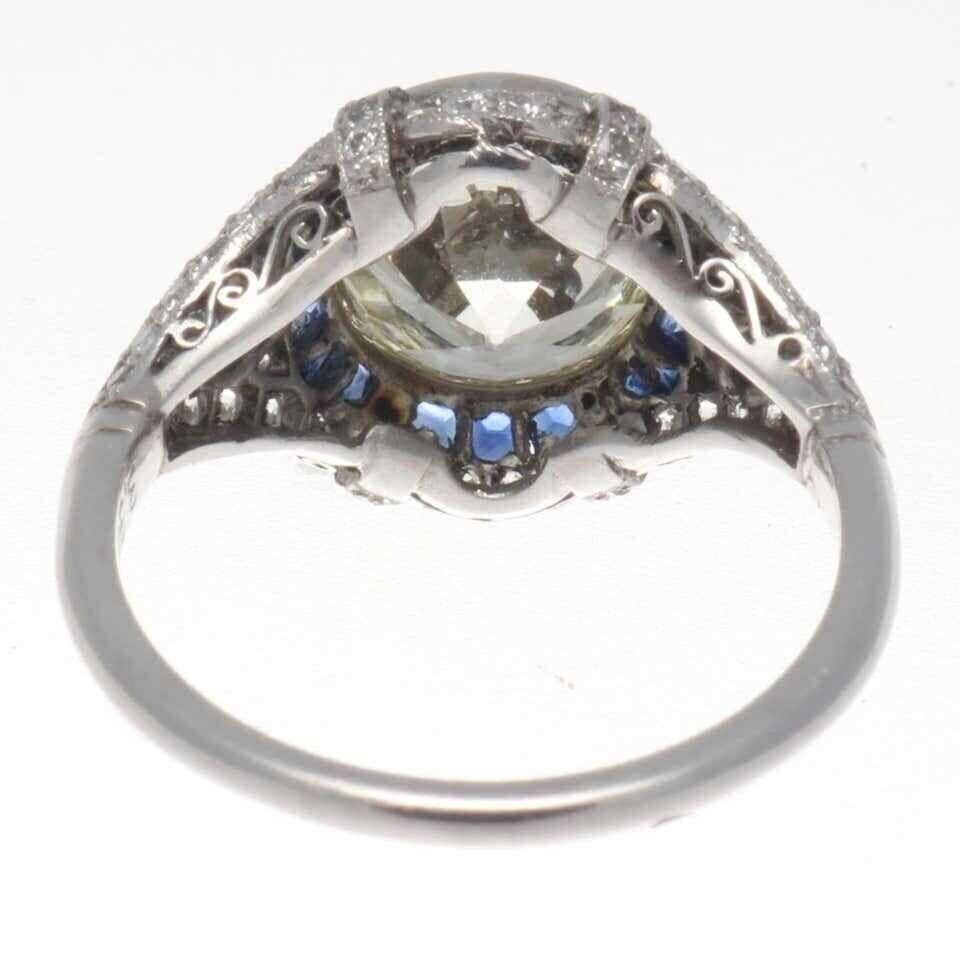 5Ct Art Deco Style Lab Created Diamond Engagement Wedding 14K White Gold FN Ring