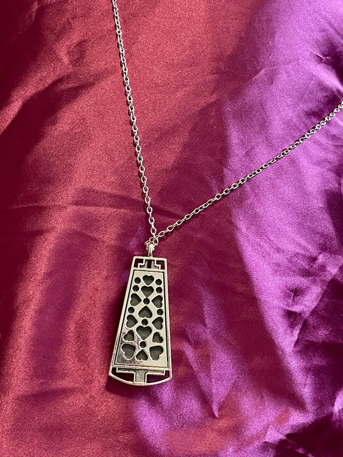 Long Hematite Art Deco Necklace, 34 Inches
