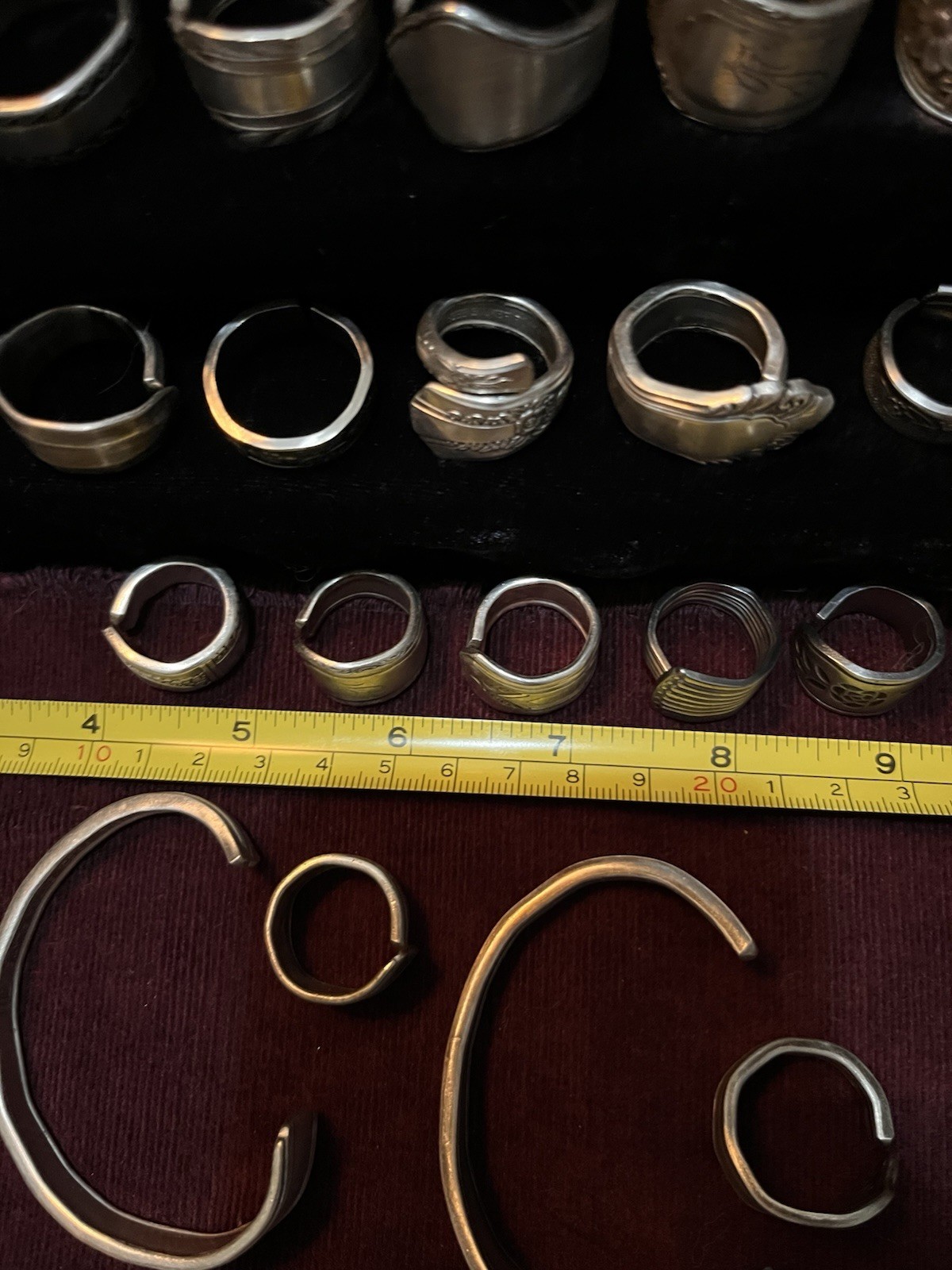 Spoon Ring & Bracelet Lot Of 24-Silver Plated & Stainless Steel Antique Deco