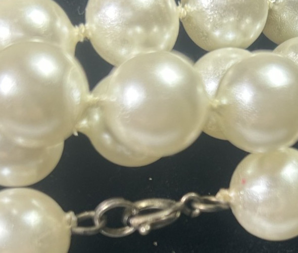 118″ Vintage Single Long Strand Faux Imitation White Pearl Necklace
