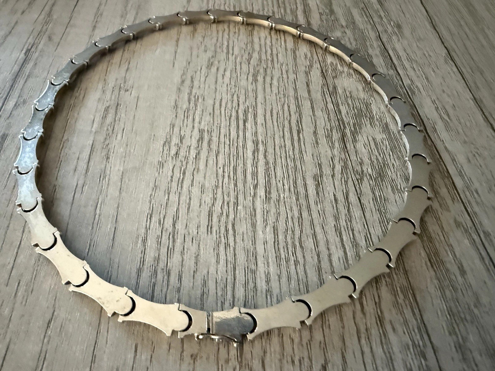 Vintage Sterling Silver 925 Italy Bamboo Link Chunky Chain Choker Necklace 25g