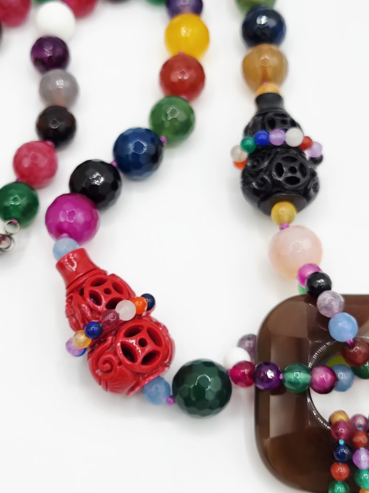 HUGE Asian Inspired Semi-Precious Stone Necklace 22″