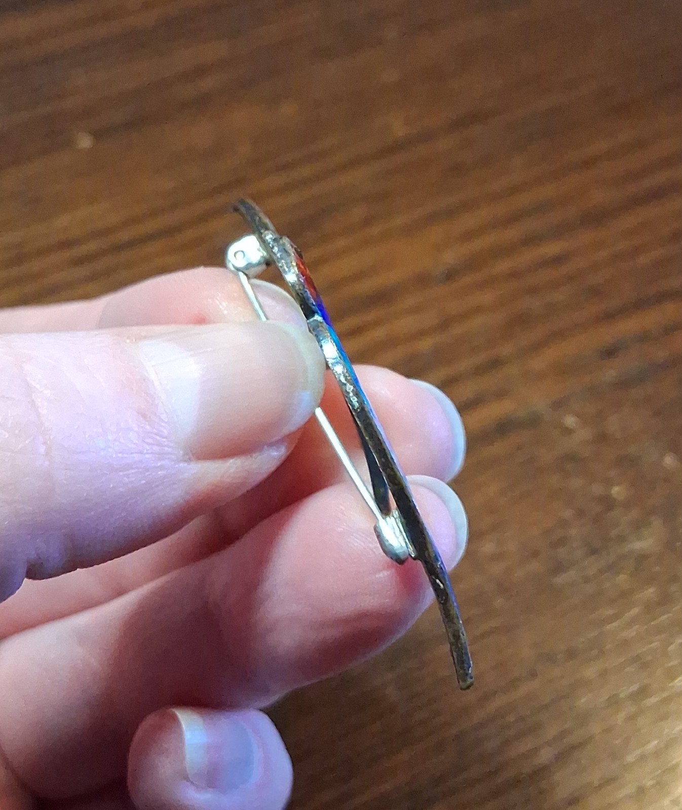 Antique Guilloche Enamel Bluebird Pin Brooch Slight Damage See Pics/Description