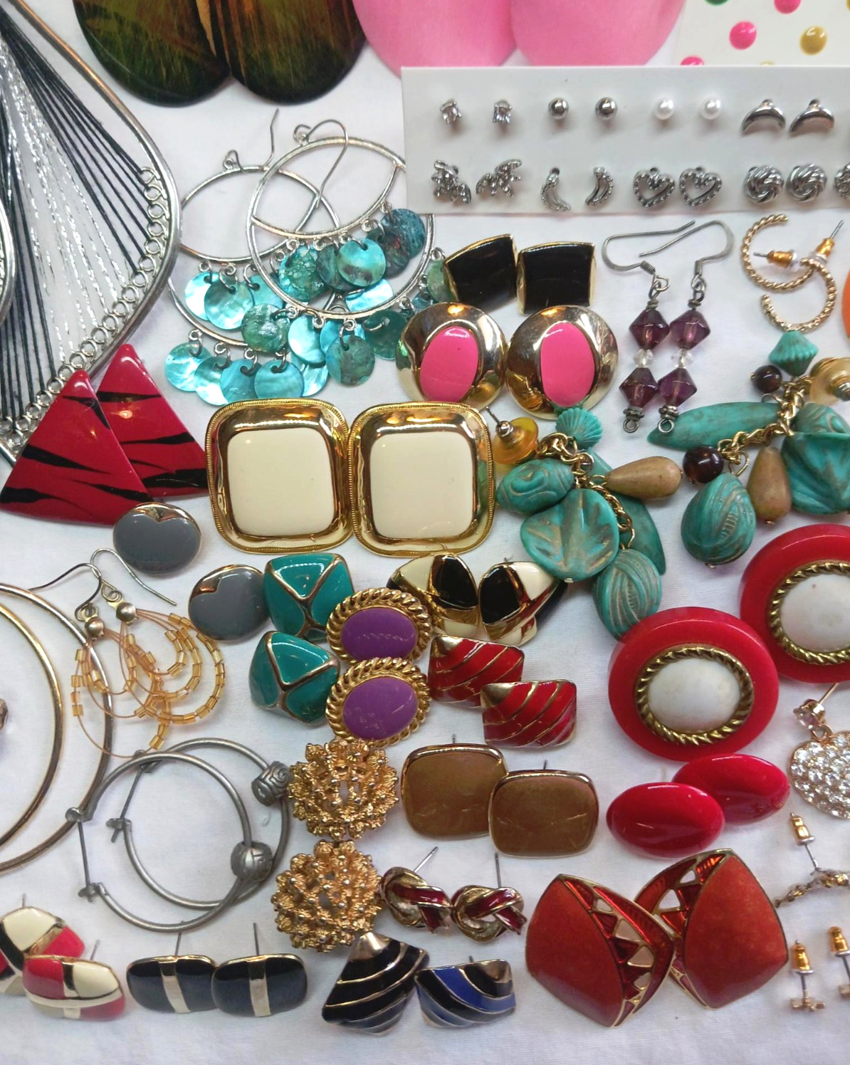 Vintage/Now Junk Drawer Earring Lot 4 – 60 Pairs Mixed Materials All Wearable