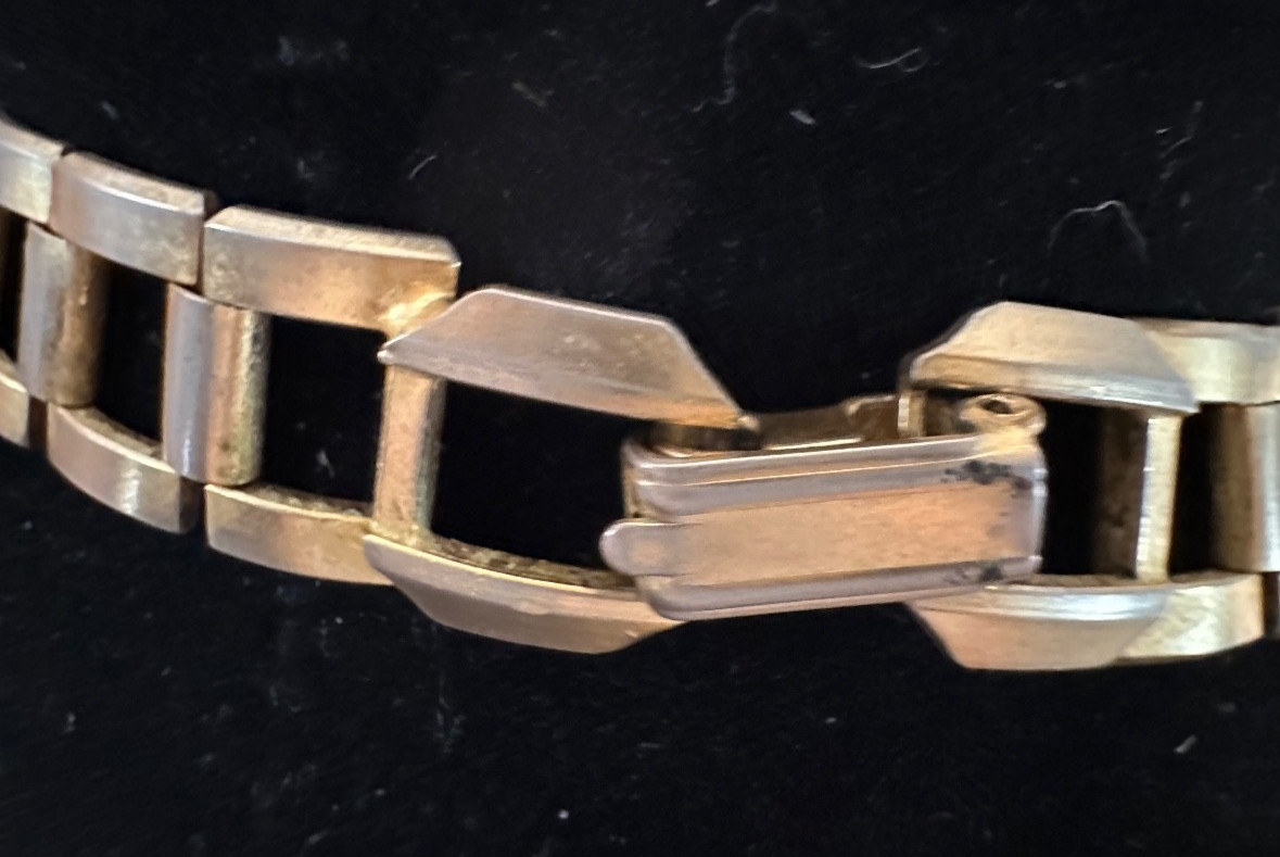 SIGNED Designer EDLEE 70’s Modernist Necklace 30” Gold-tone