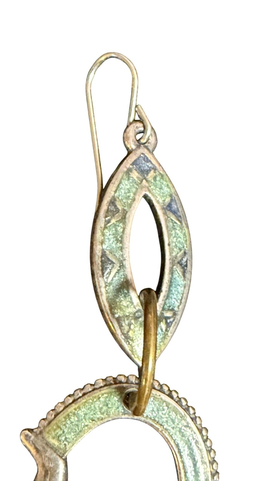 Vintage Berebi Brass & Enamel Bird Dangle Earrings With Fishhook Closure