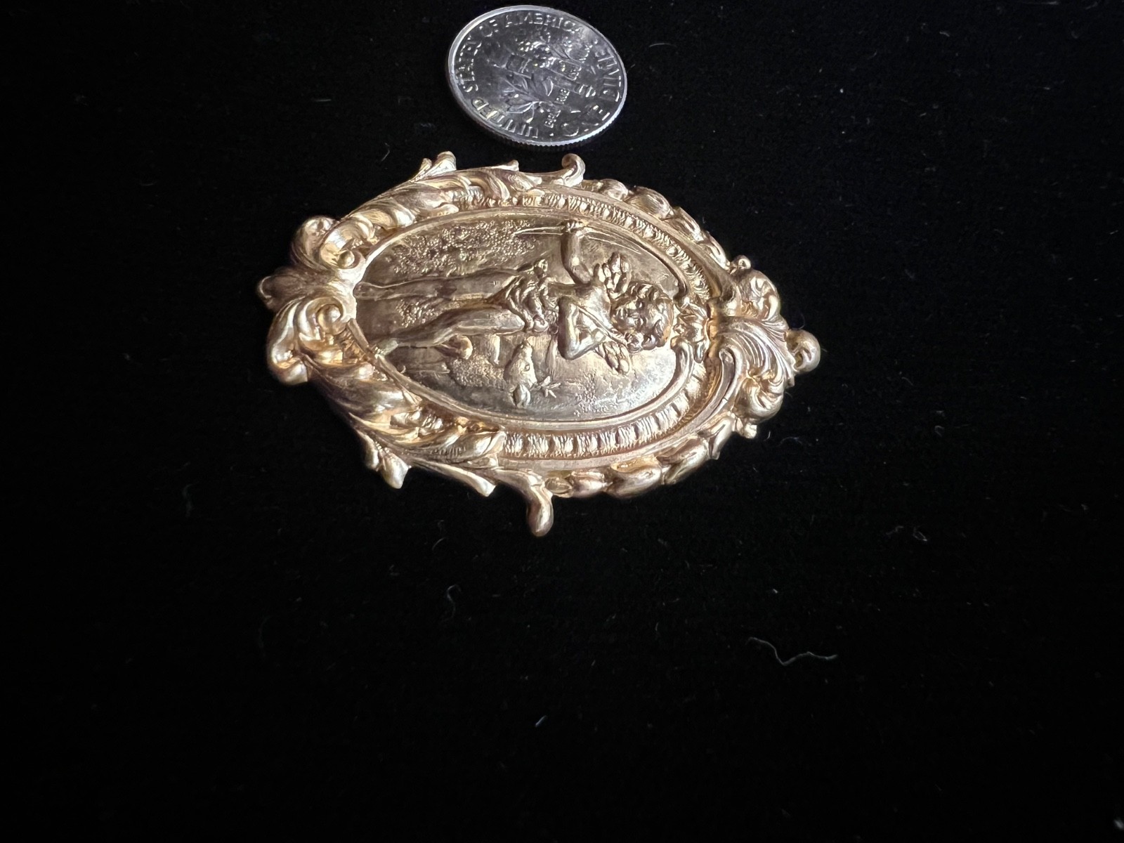 Vintage brass stamping. Cherub design. Victorian Antique from famous manufacture