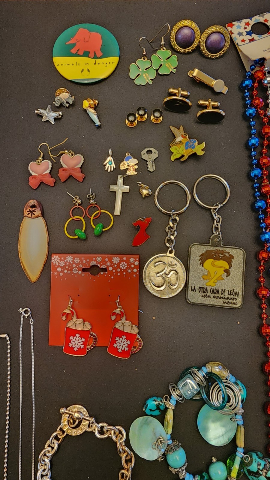 Lot #39 of random estate sale jewelry, earrings, necklace, pins, pendants, other