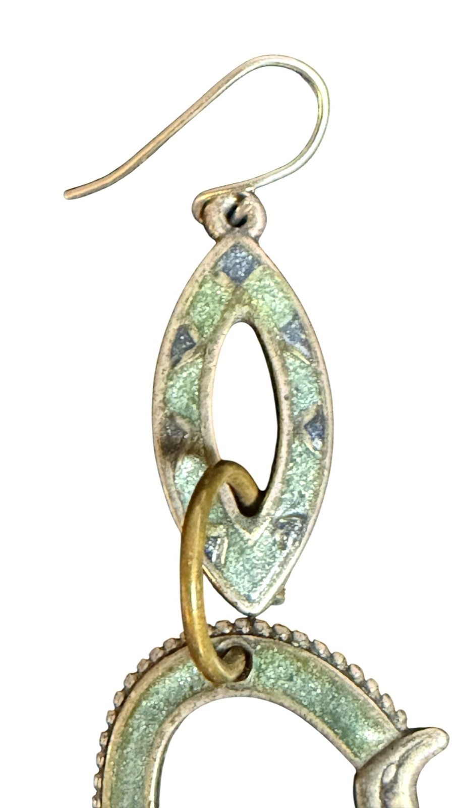 Vintage Berebi Brass & Enamel Bird Dangle Earrings With Fishhook Closure