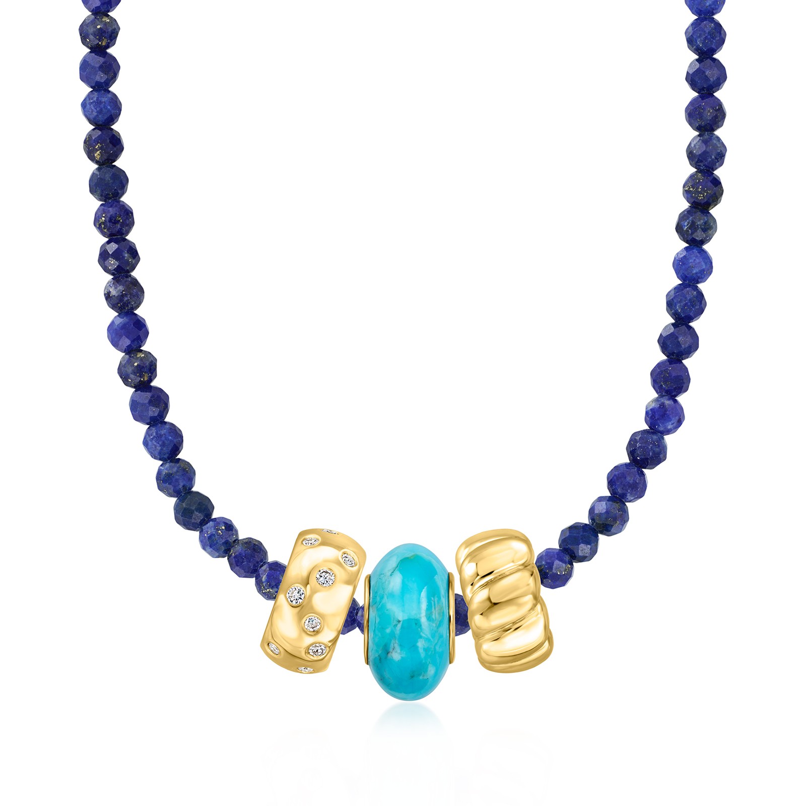 Ross-Simons 12x6mm Turquoise Bead Charm in 18kt Gold Over Sterling