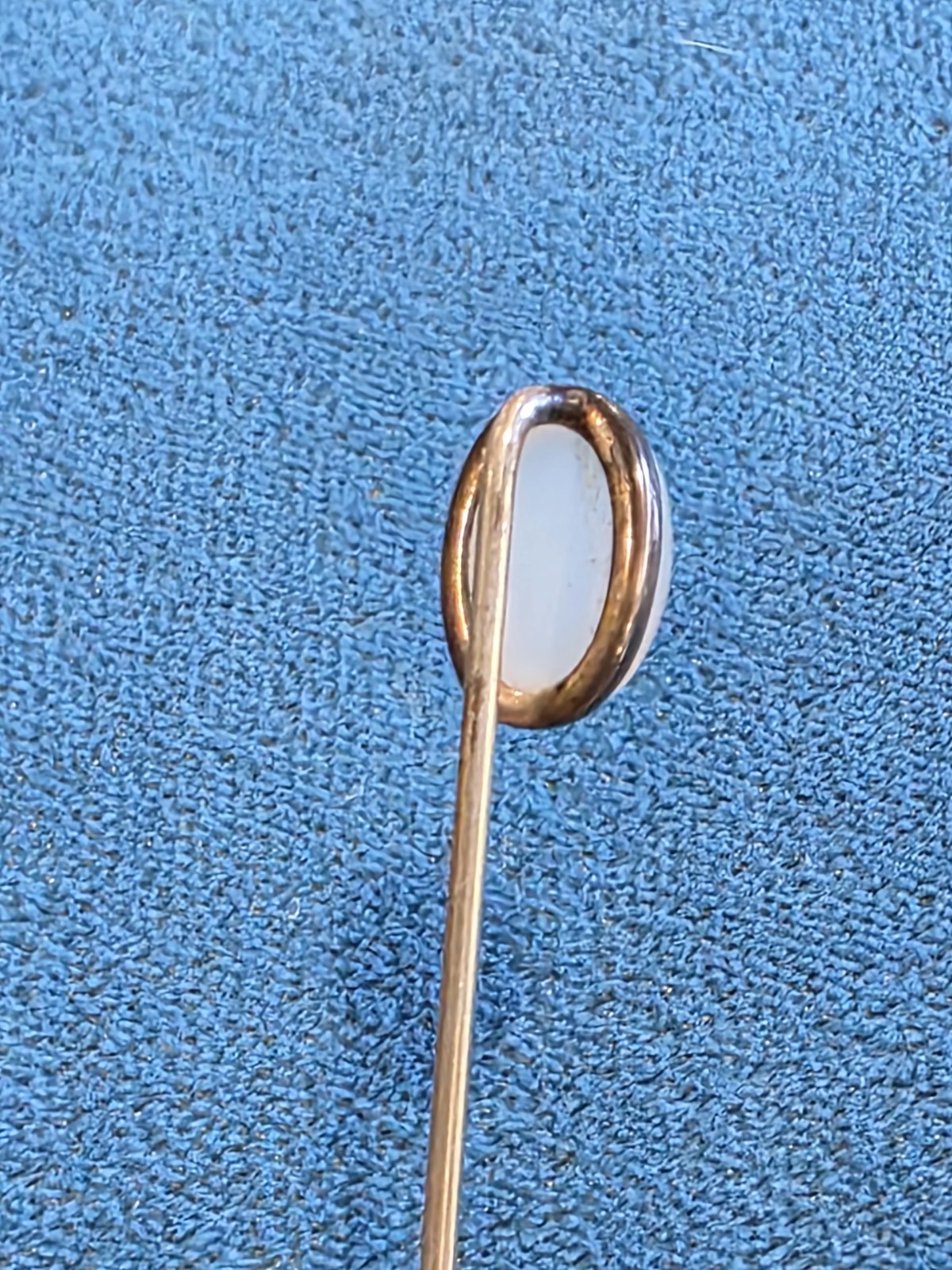 Antique Milky Agate Oval Cabochon Stone Lapel Stick Pin