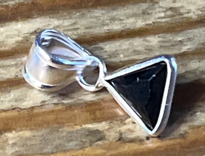 Sterling Silver 925 Black Triangle Pendant 3D Arrow 6mm Pyramid