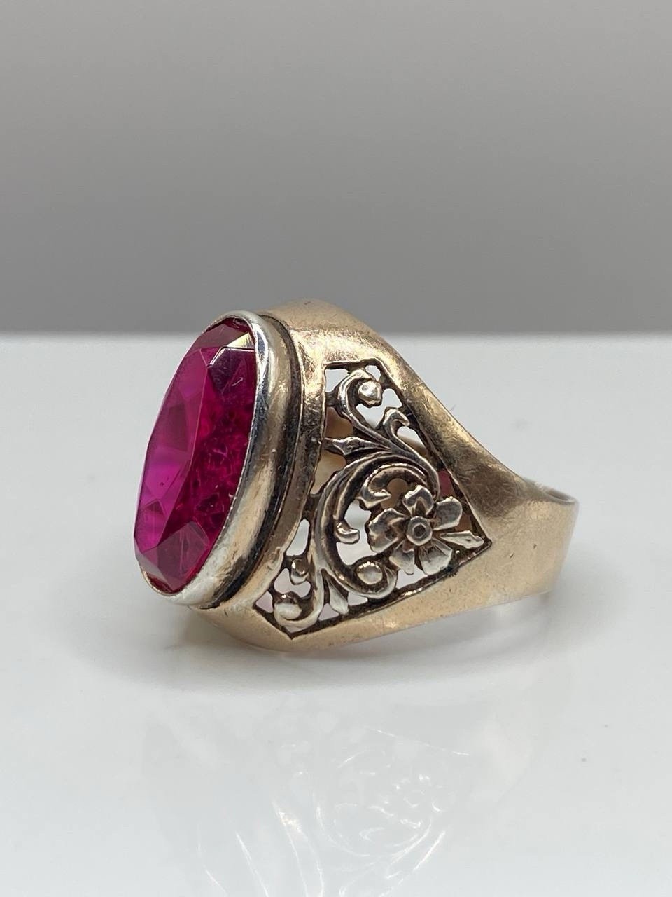 Vintage Silver 875 Soviet Ring Corundum Women’s Jewelry