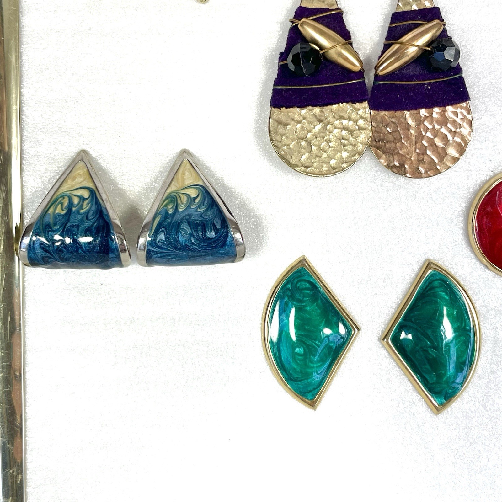 Vintage 80s 90s Earrings Lot 9 Pairs Enamel Gold Tone Stud Dangle