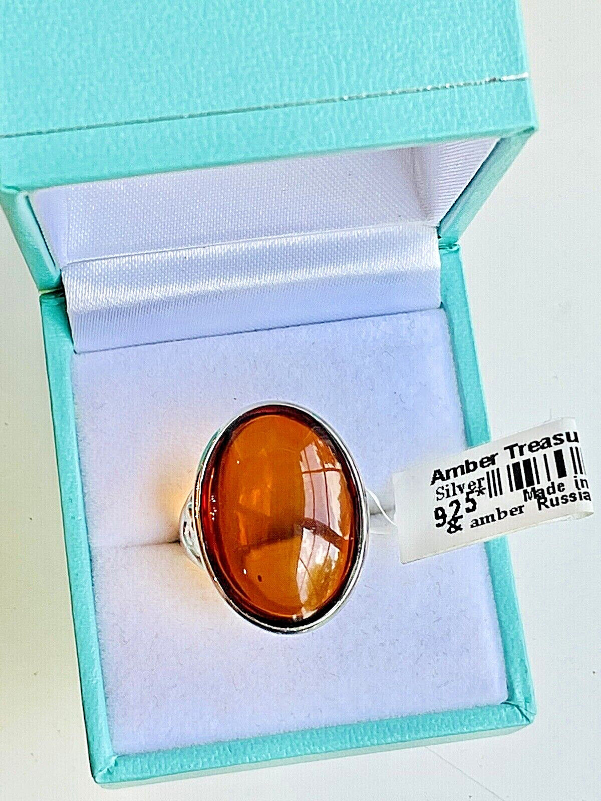 Genuine Baltic Amber Cherry Cognac Color Ring Size 7,5 Egg Yolk Butterscotch