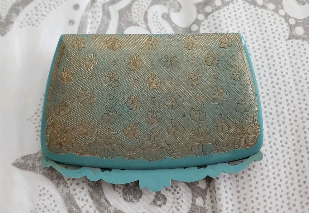 Scarce Vintage Kreisler “Golden Fantasy” Turquoise Ornate Jewelry Box