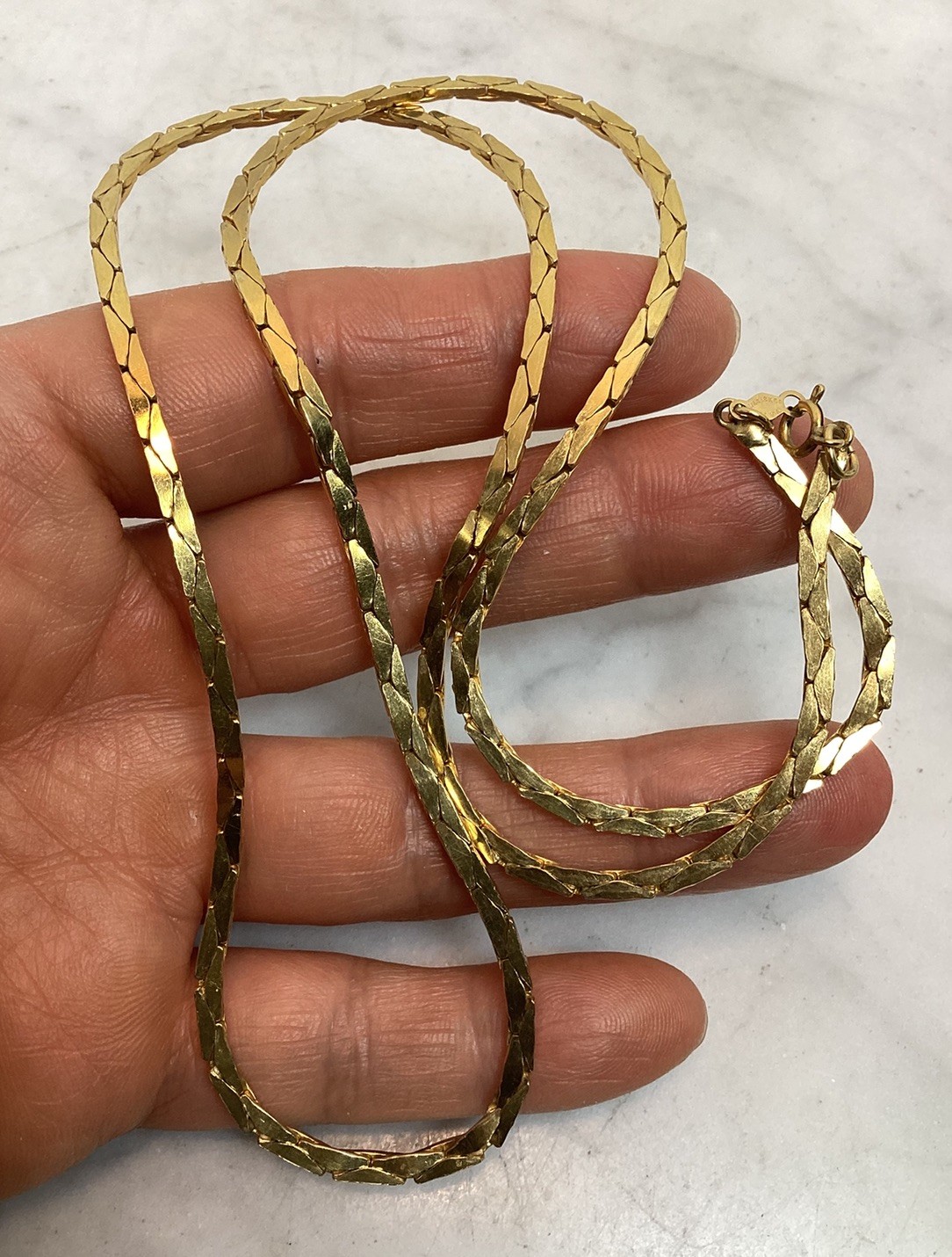 Vintage ELKA 12K Gold Filled GF Cobra Chain Link Necklace