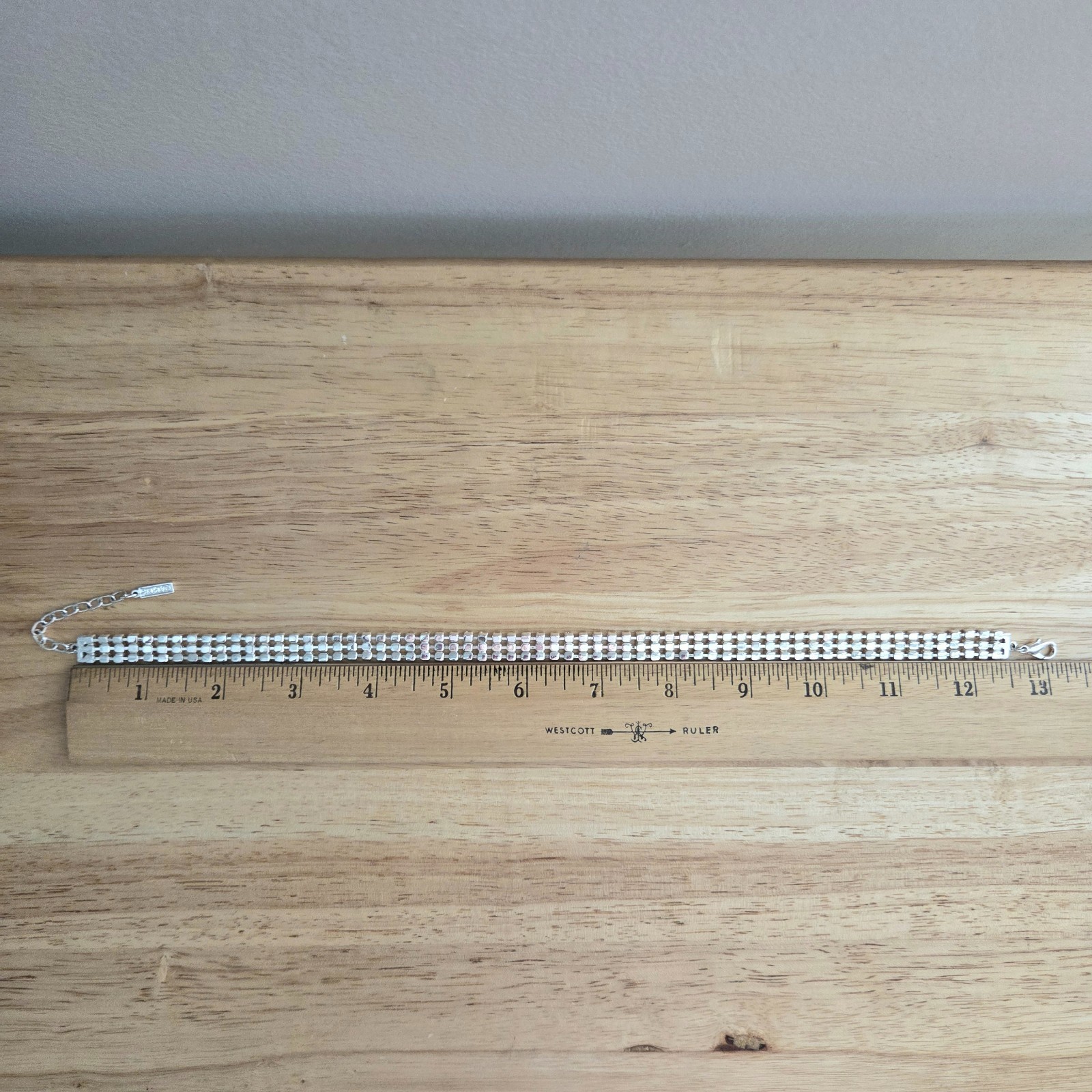 Napier Rhinestone Choker Necklace Silver Tone 13″