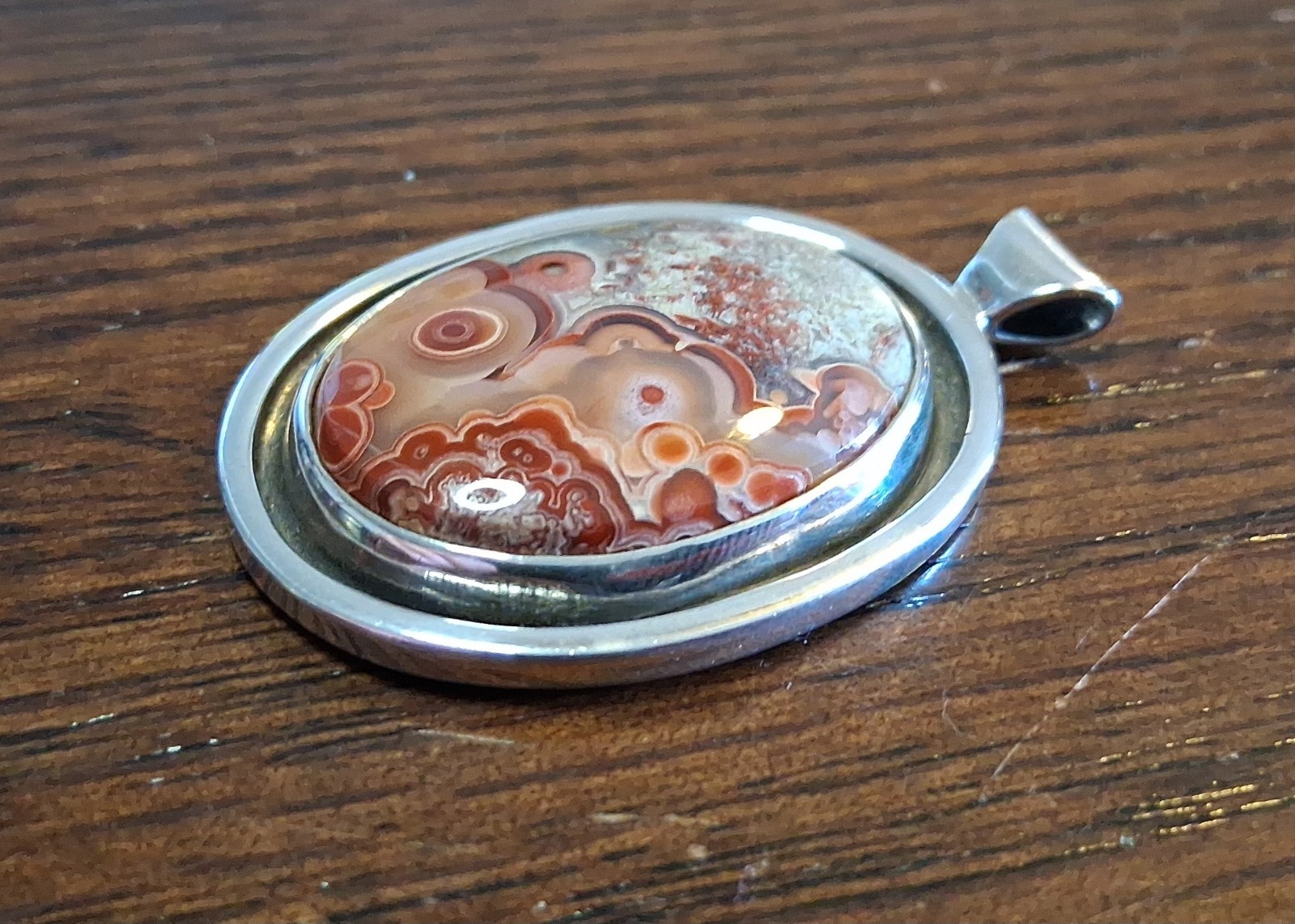 Vintage Sterling Crazy Lace Agate Pendant 19grams See Pics/Description