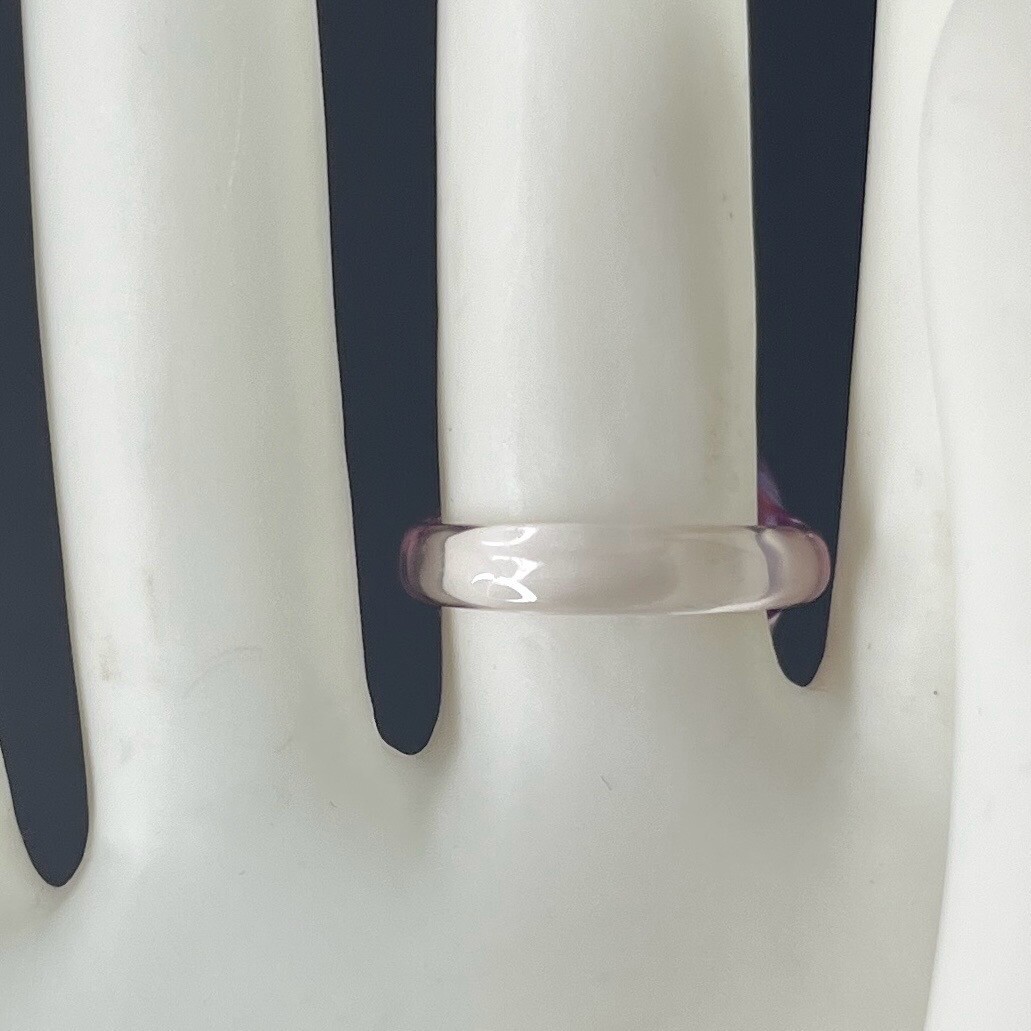 Pink Clear Lucite Dome Ring Size 7.75-8 Iridescent Opalescent Retro Moon Ring