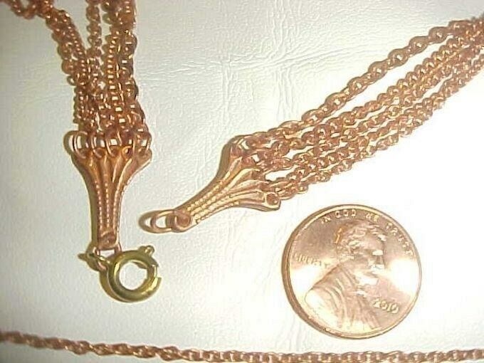 1 VINTAGE COPPER COATED STEEL GRADUATED BIB STYLE 5 CHAIN 18″ NECKLACE N53