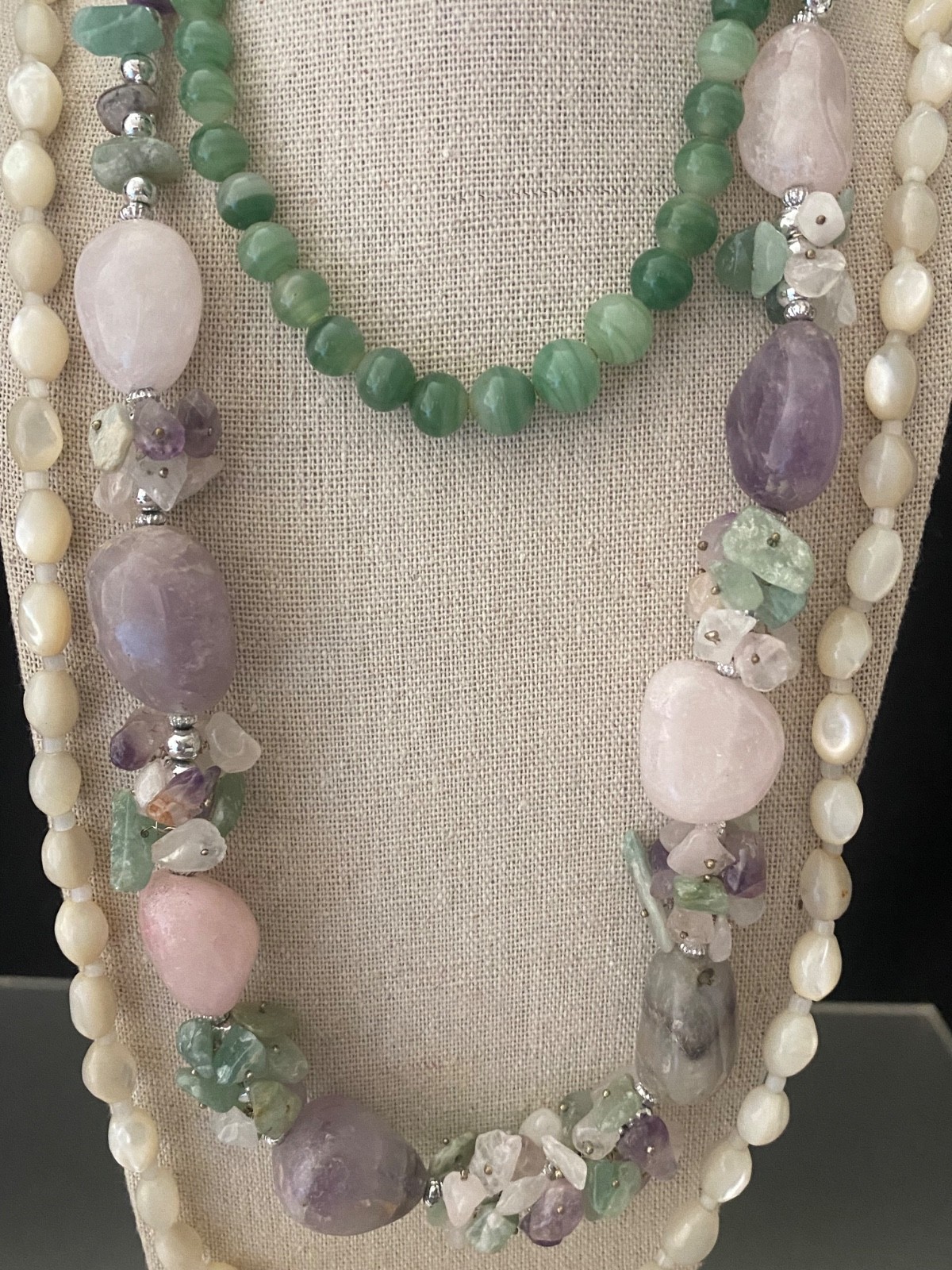 Lot 15 Vintage Semi-Precious Gemstone Jewelry Malachite Turquoise Jade Quartz