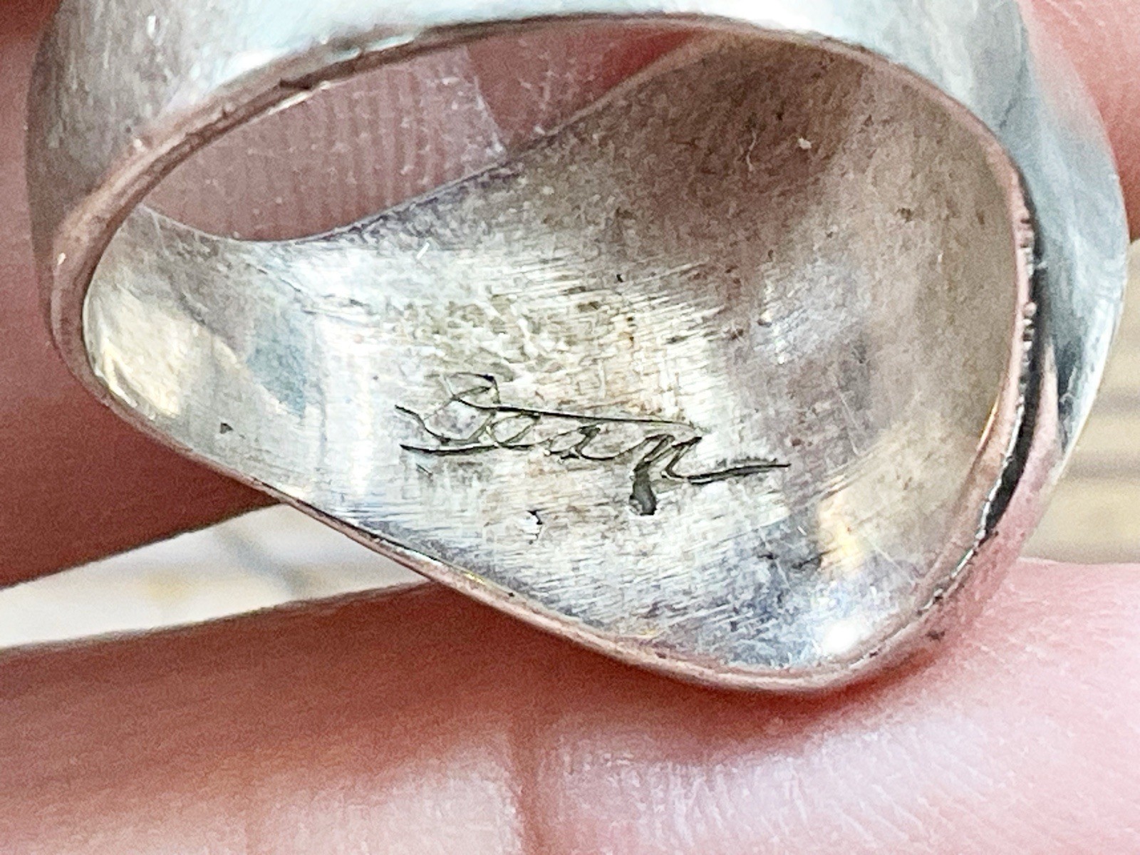 Vintage Sterling MOON FACE Ring Signed “Joe Dean” Size 6.25