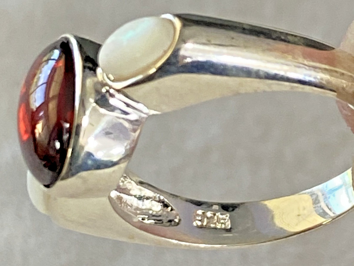 Vintage Sterling Silver Multi Stone Ring JC Signed Size 6 NOS 4.2g