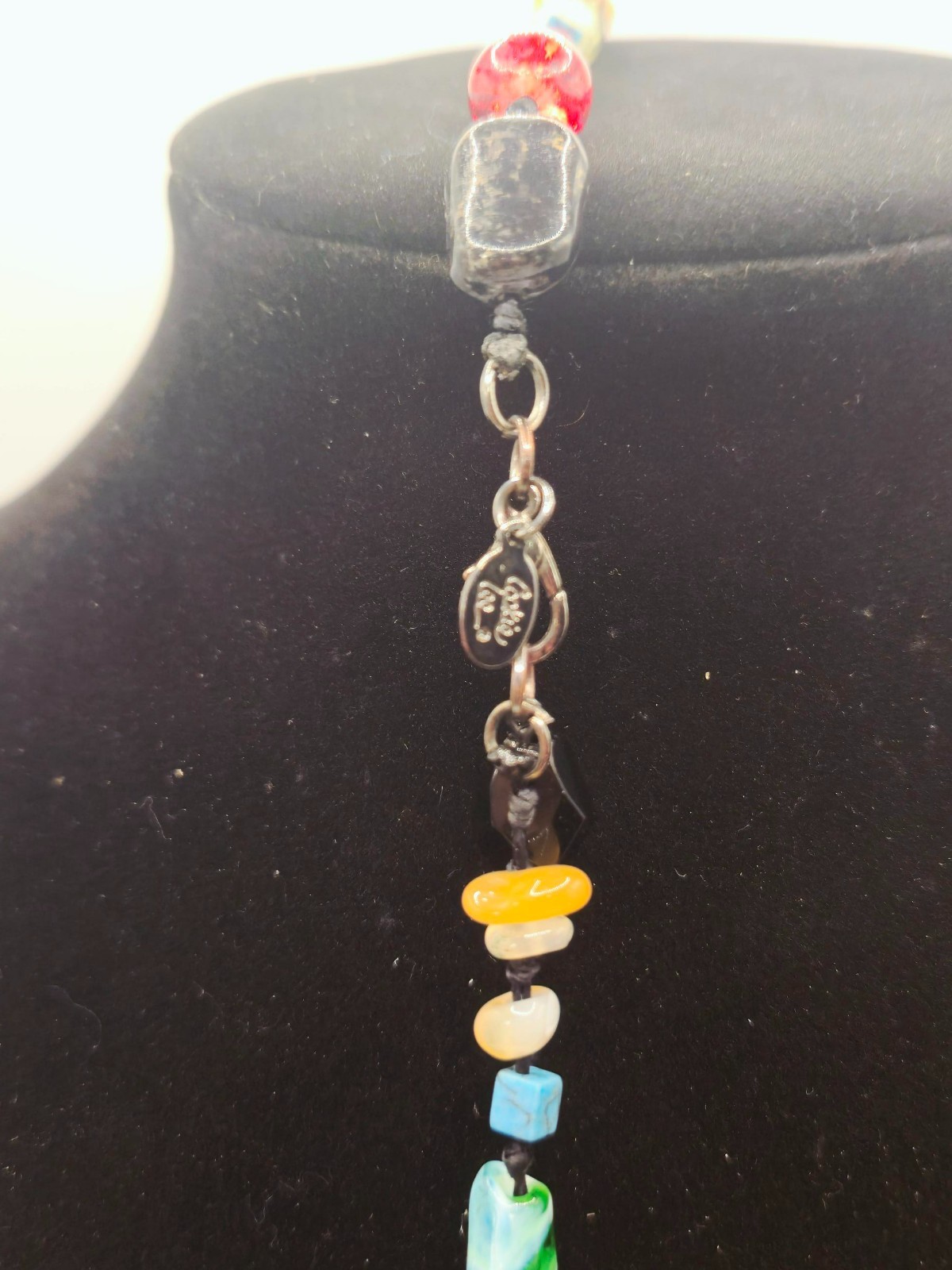 Vintage Artisan Lampwork Glass Necklace Multicolor UV Reactive Glowing Beads