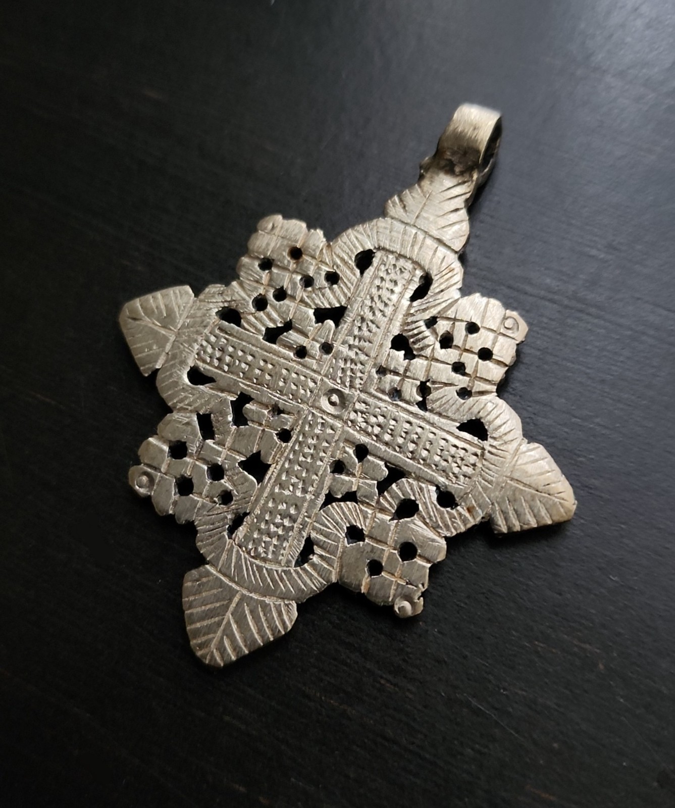 Antique Ethiopian Coptic Cross Pendant Silver Alloy Cross Pattée Toulouse