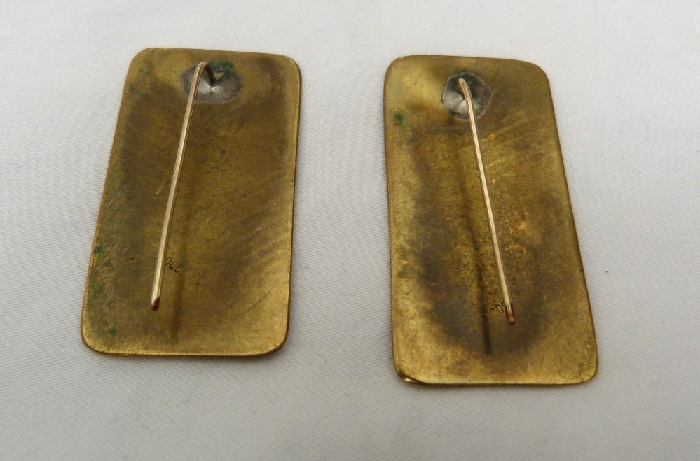 1 5/8″ VINTAGE PHYLLIS WOODS MIXED METAL STERLING SILVER BRASS ARTISAN EARRINGS