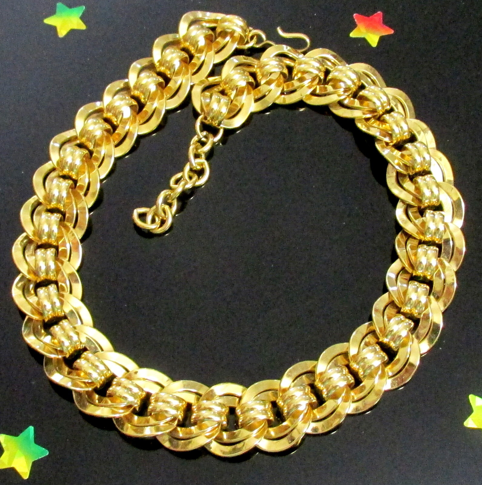 VTG RUNWAY WEIGHTY GP 19″ NAPIER DOUBLE LINK CHAIN NECKLACE CLASSIC STATEMENT