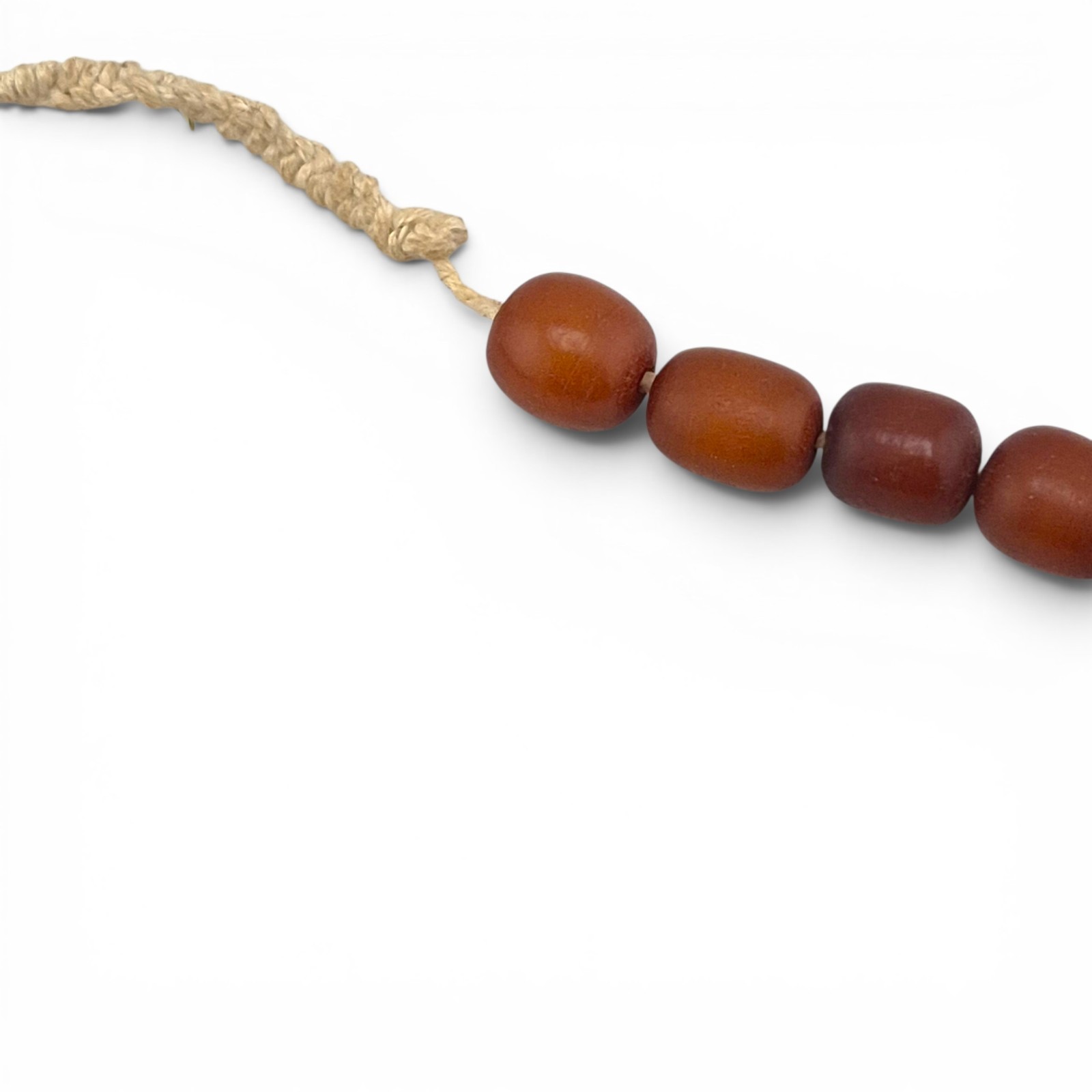 Vintage Natural Sumatran Amber Bead Necklace 49.83g Graduated Barrel Strand