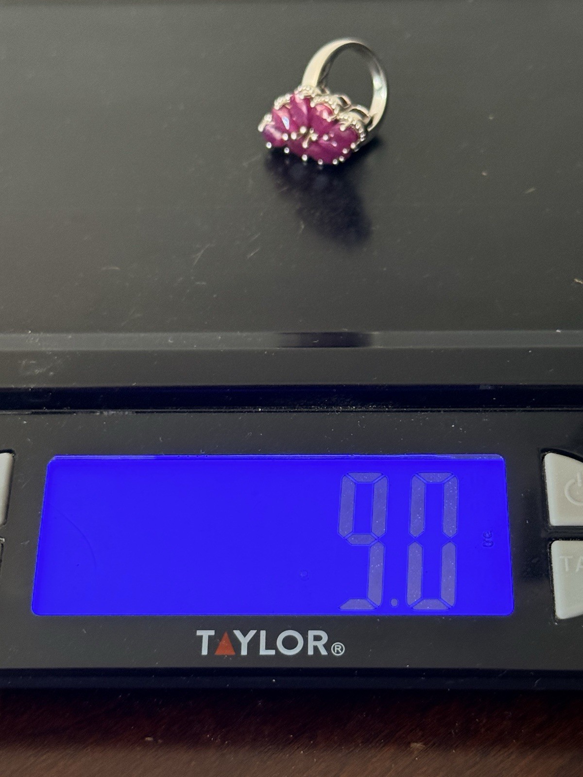 Vintage Designer Sterling Silver 925 Ruby Cluster Cocktail Ring Size 6