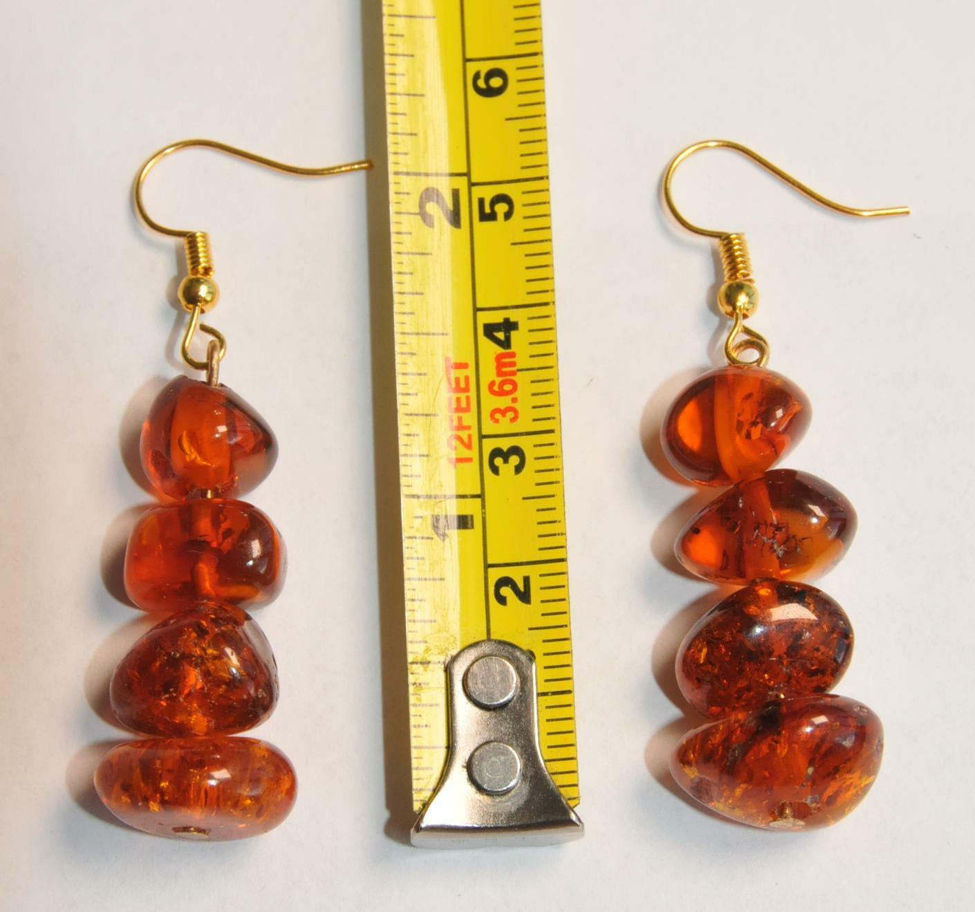 VINTAGE RUSSIAN SOVIET BALTIC SEA AMBER EARRINGS 老琥珀 USSR KALININGRAD STONE ROCK