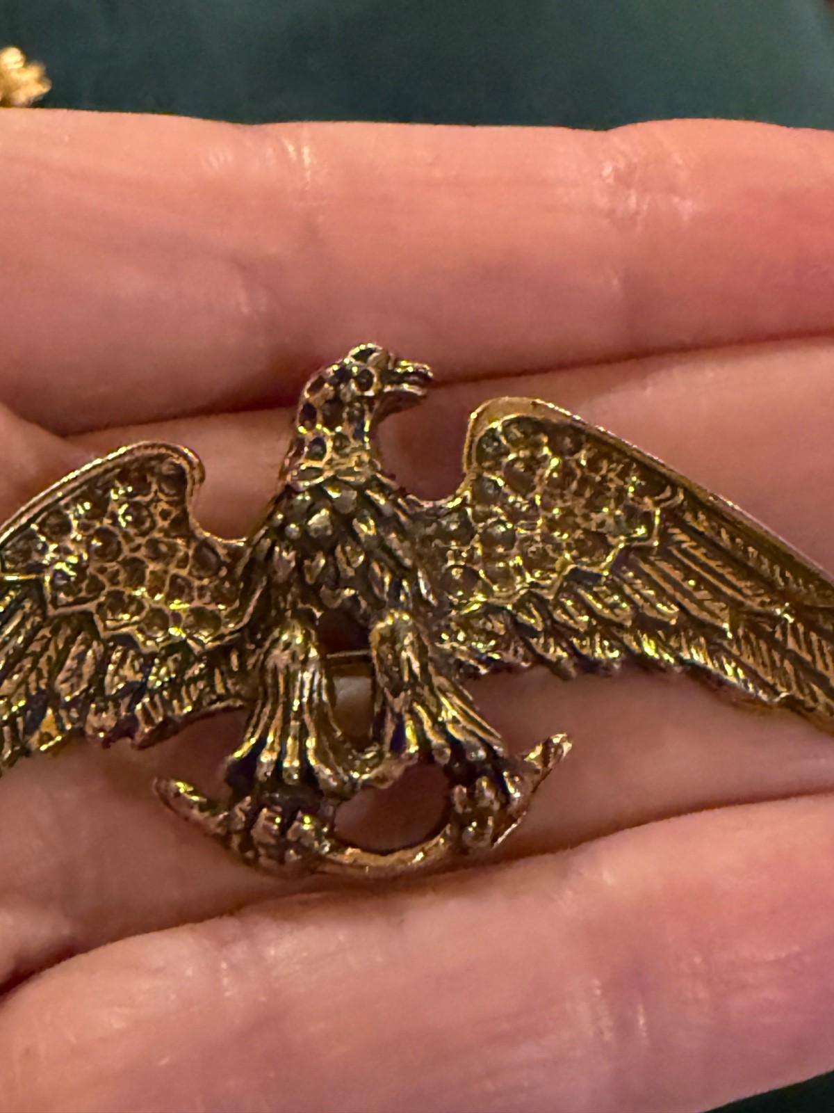 Vintage Eagle Brooch Pin Gold Tone Detailed signed Zentall 1950s Figural