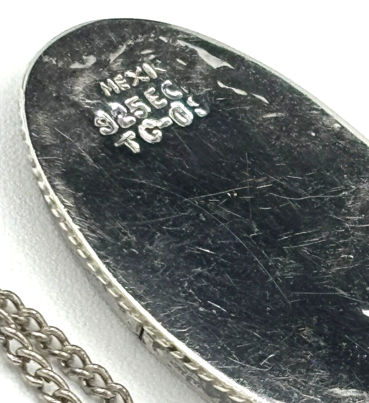 MidCentury Mexico Taxco Sterling Silver 925 Hemp & Abalone Pendant w/metal Chain