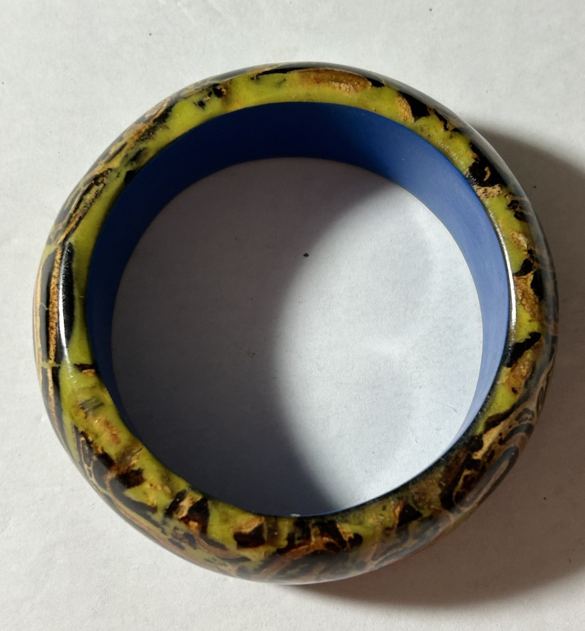 Vtg Wood Handpainted Bangle Bracelet Mythology Creatures Very Uniquely Painted