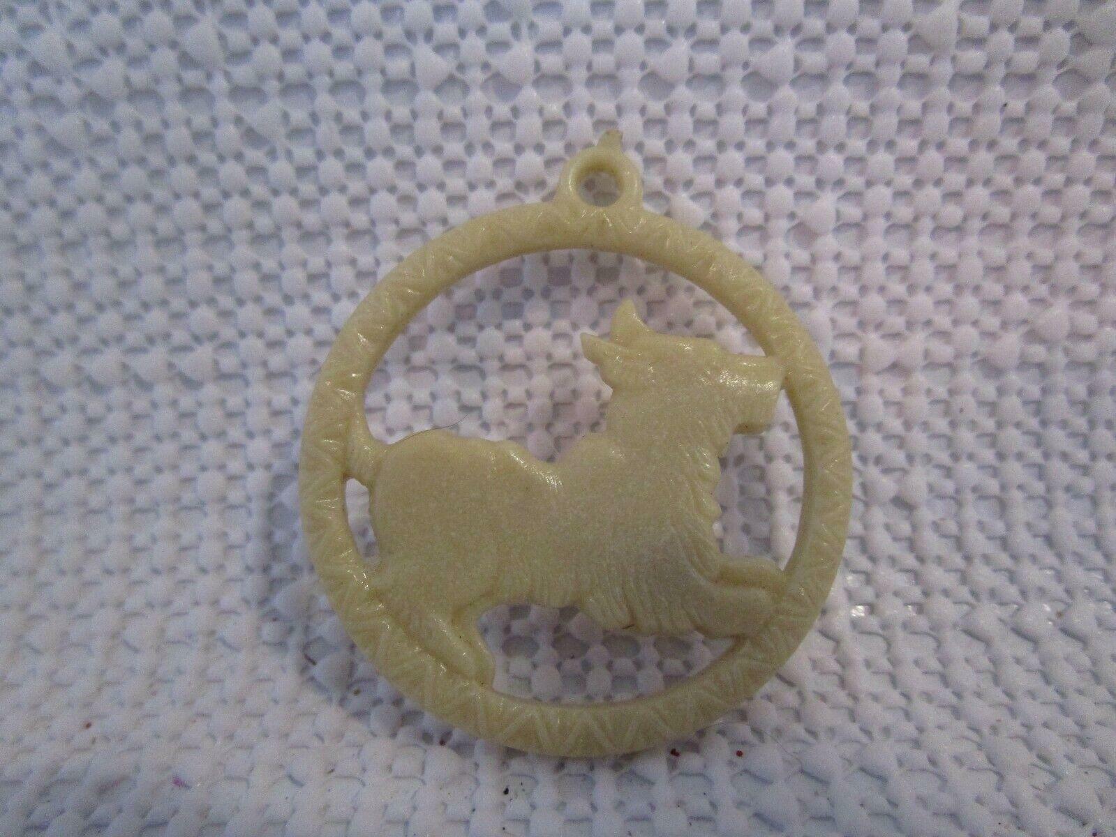 Vintage Celluloid 1.5″ Charm Pendant Ornament Scottie Terrier Westie Dog 1940’s